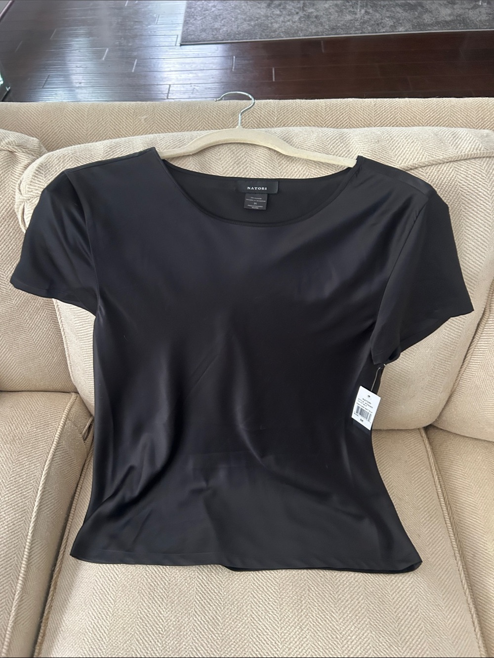 Natori Black Short Sleeve Crewneck Tee